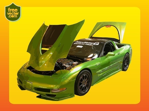 Green Corvette Free Vector