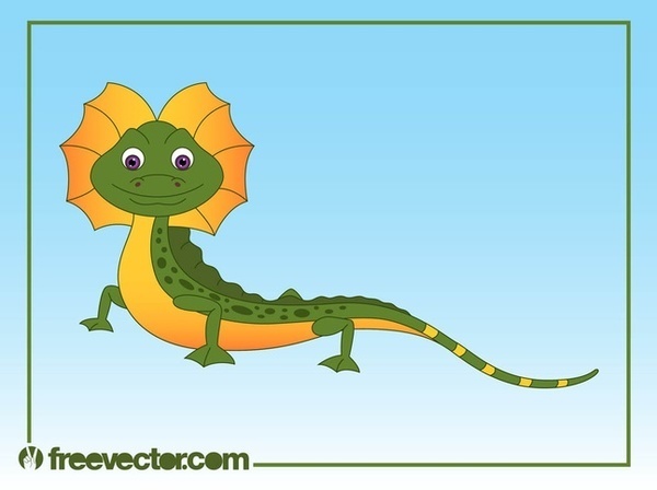 Happy Cartoon Lizard Free Vector