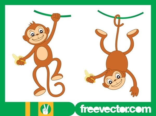 Happy Monkey Characters Free Vector
