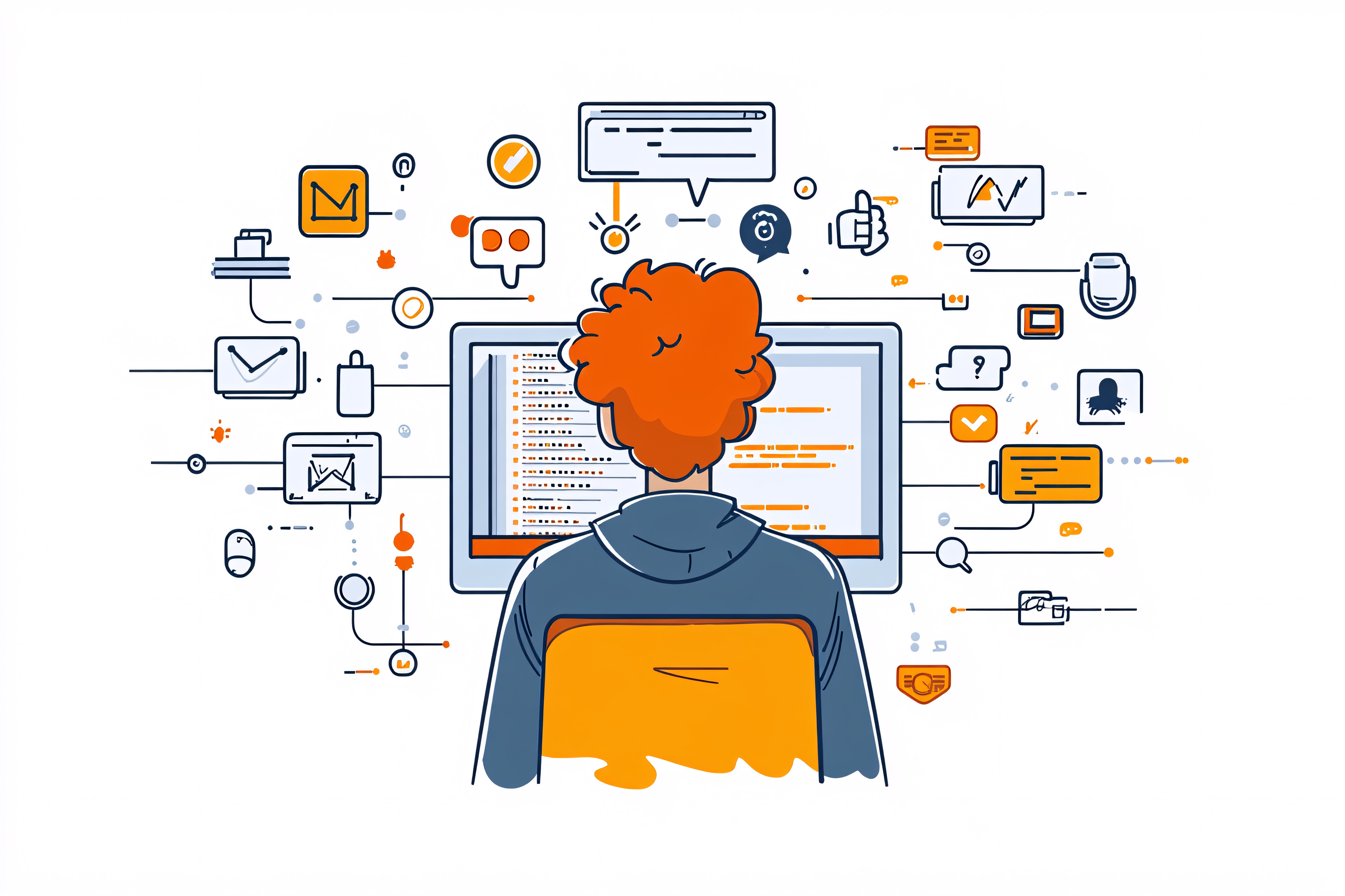 Man Coding in Front of Computer