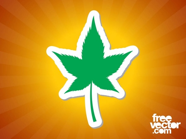 Marijuana Leaf Sticker Free Vector