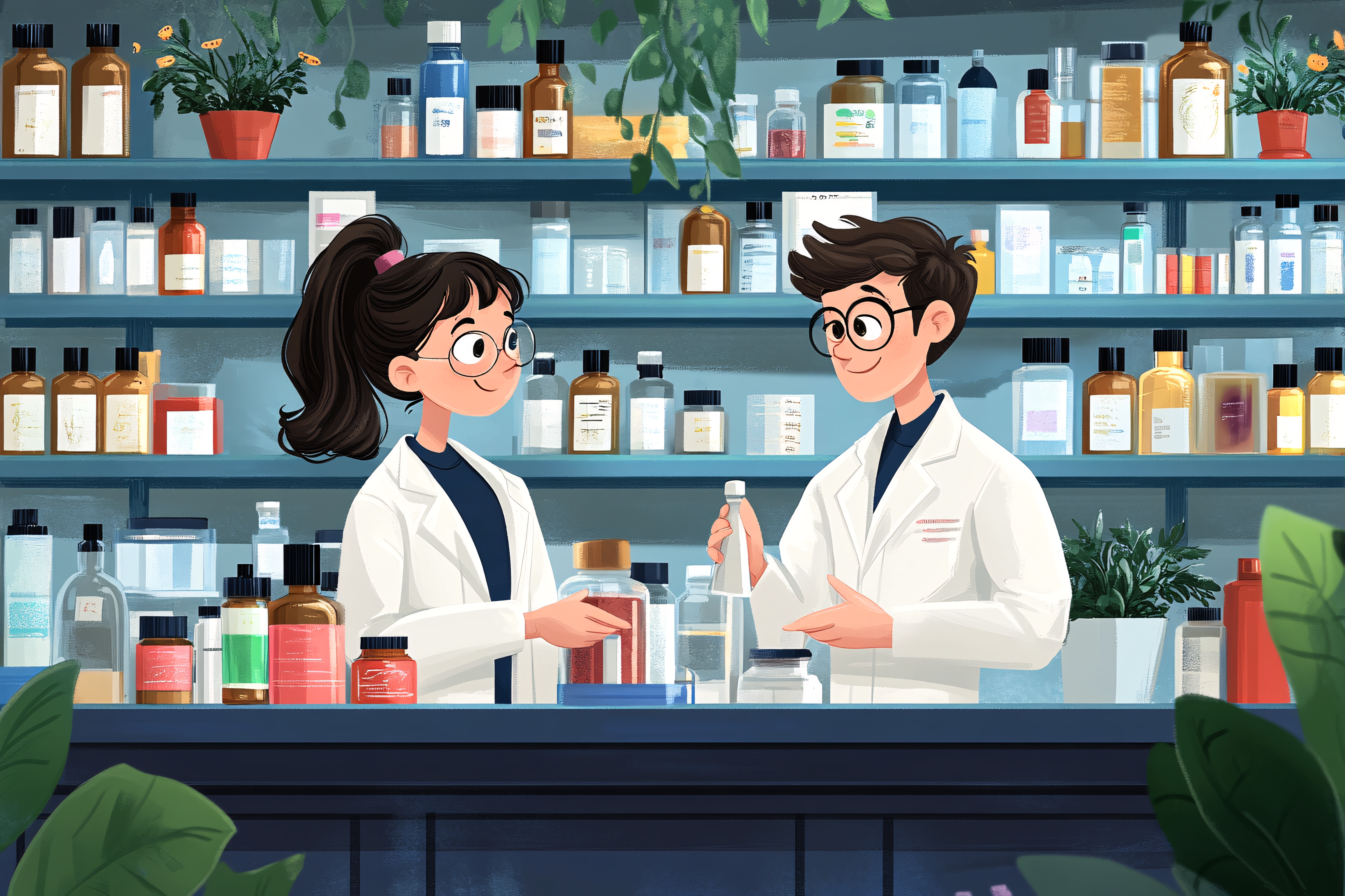 Pharmacists At Pharmacy Counter
