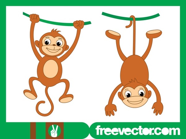 Playing Monkeys Free Vector