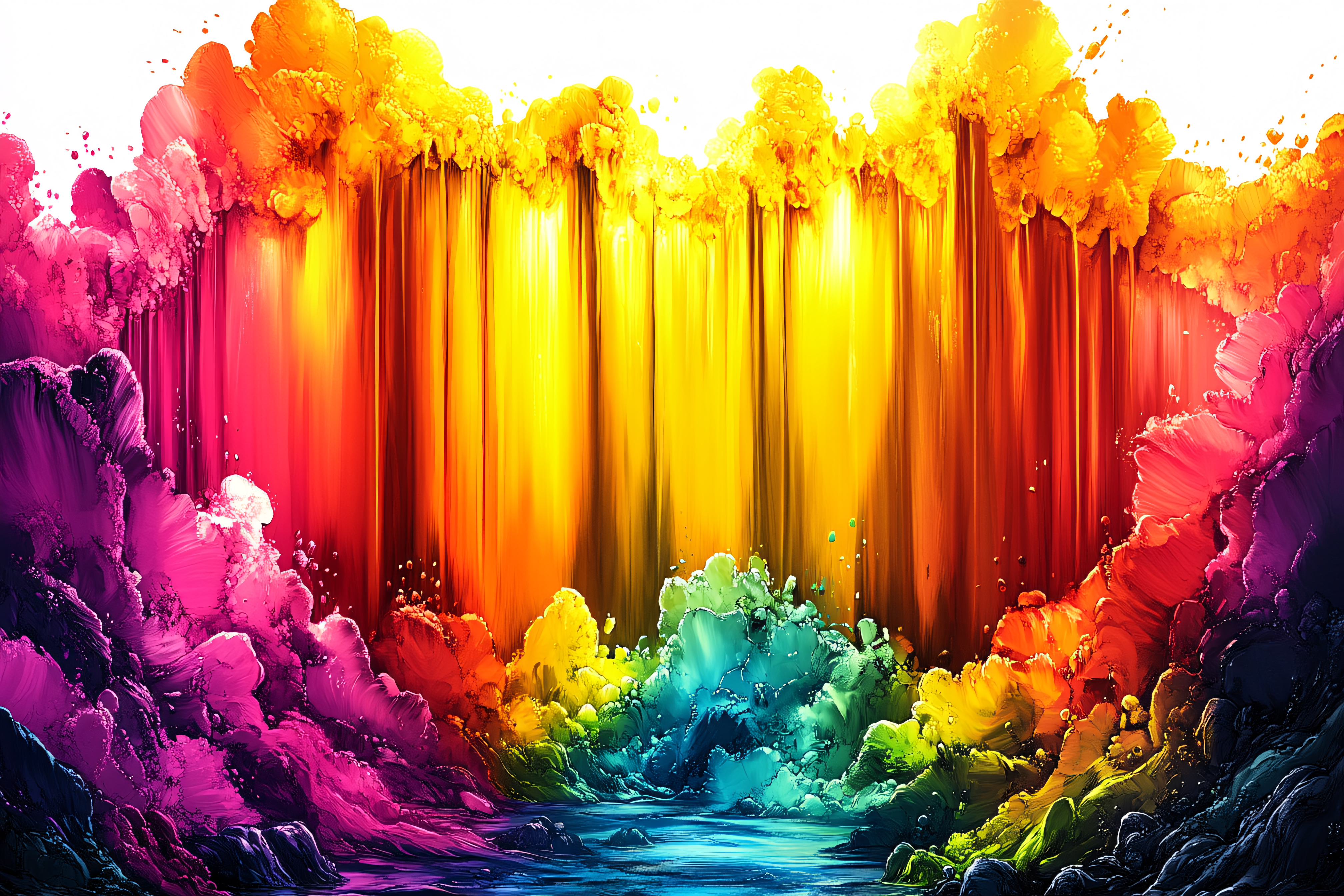 Rainbow Colored Canyon Digital Art