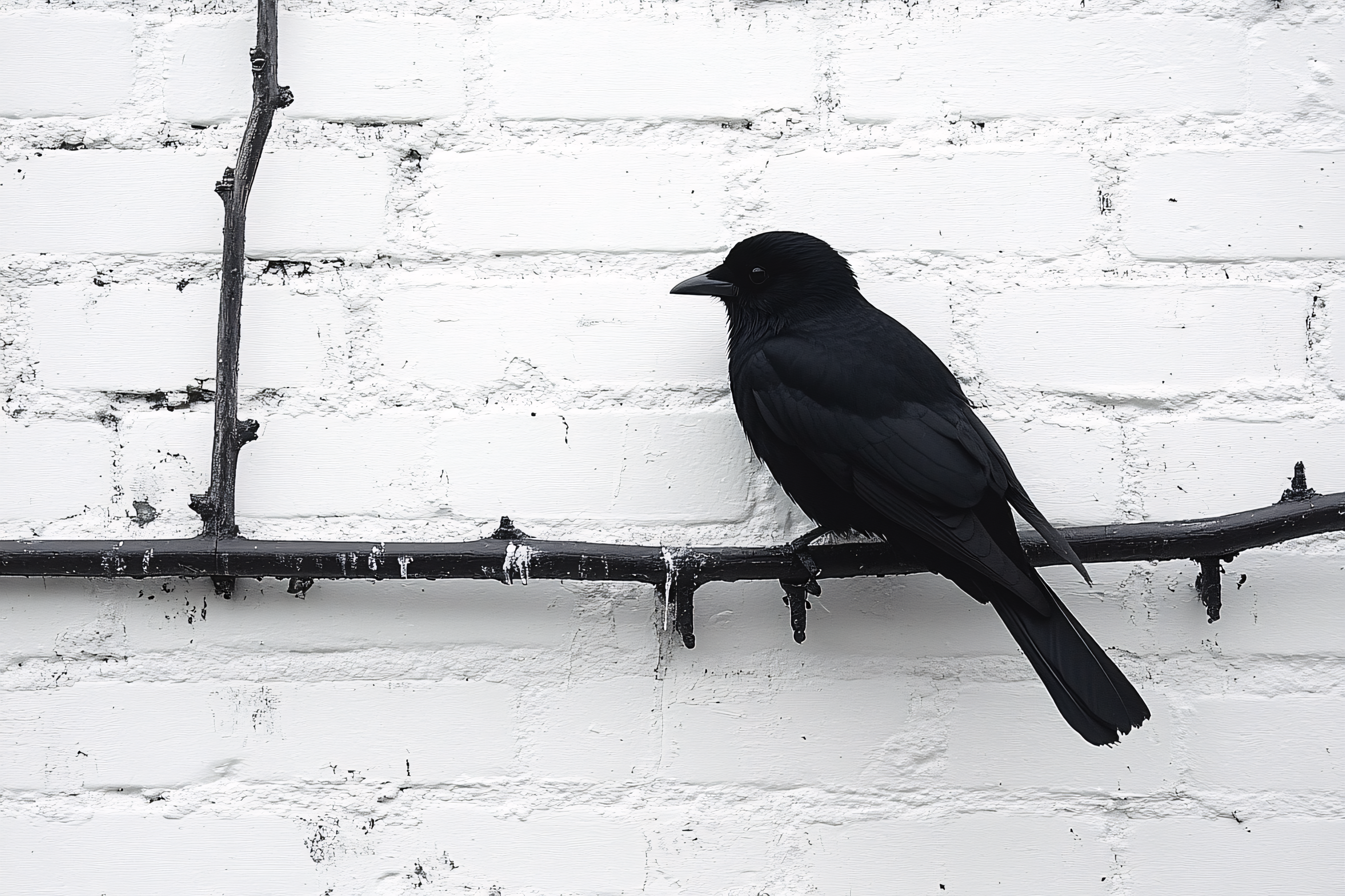 Raven Perched on Branch