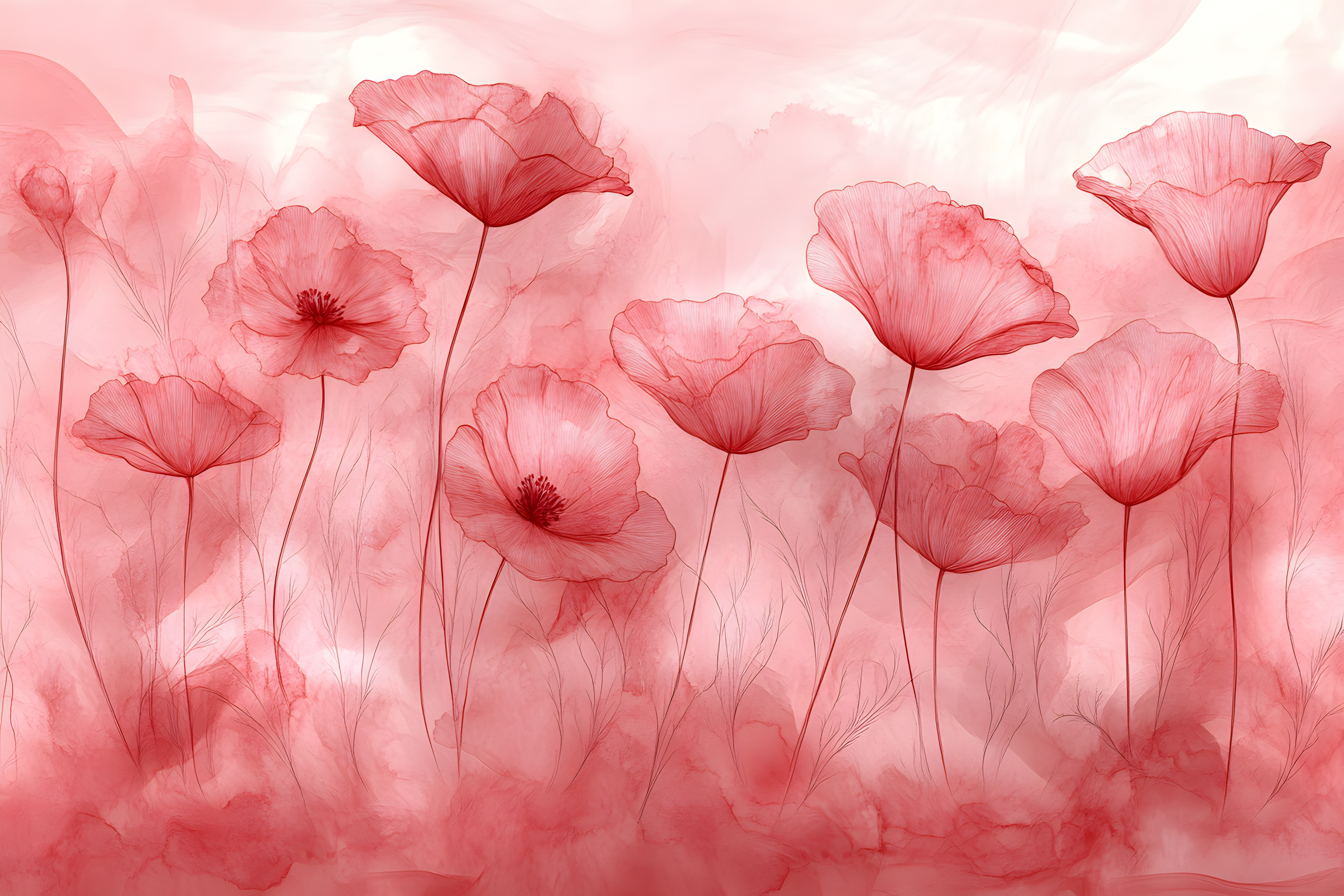 Red Poppies Watercolor Painting