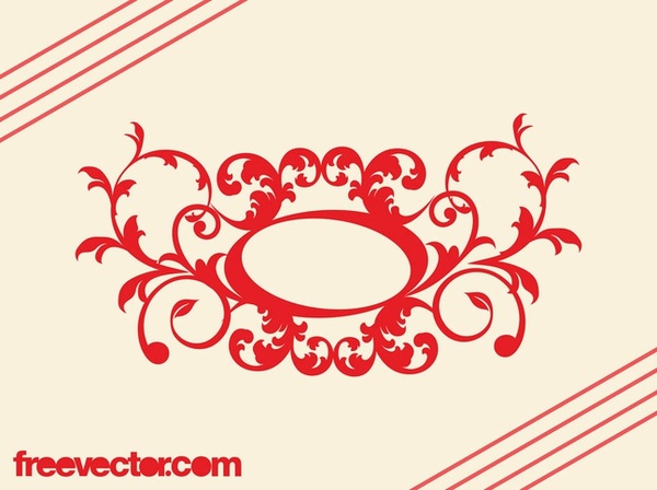 Retro Floral Scroll Free Vector