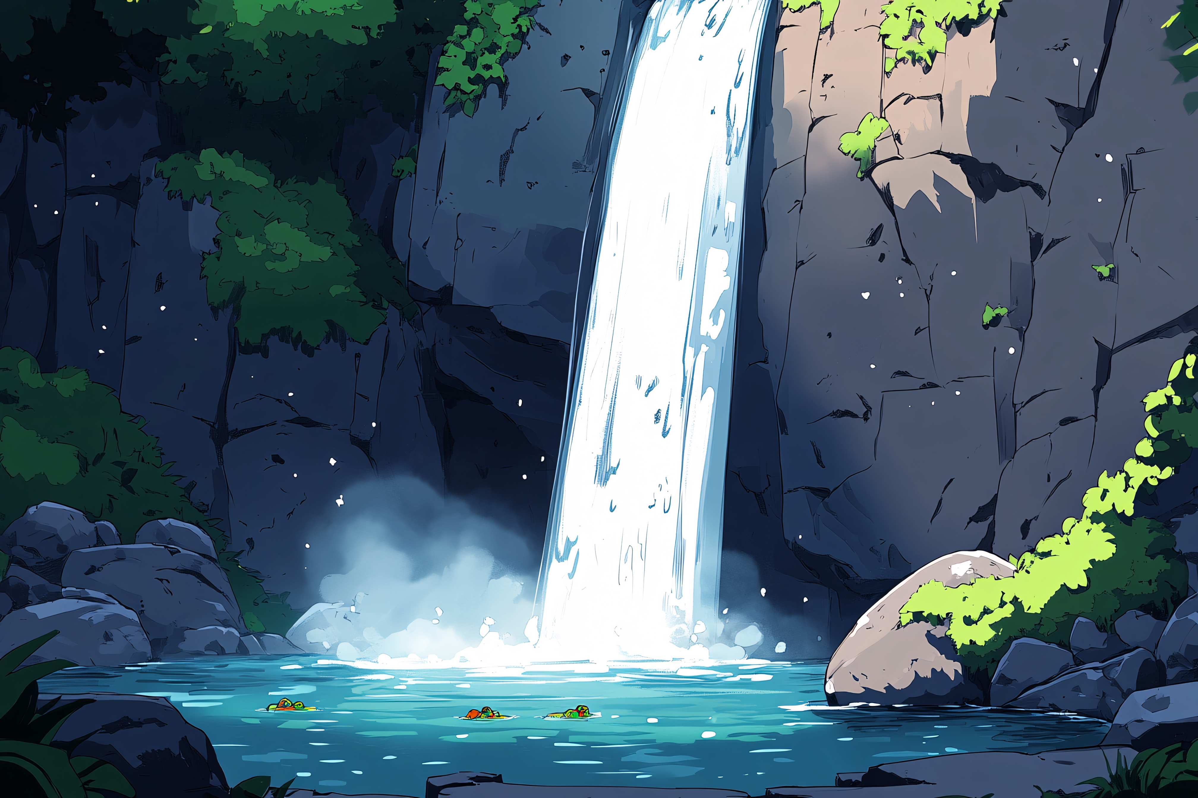 Serene Waterfall in Forest