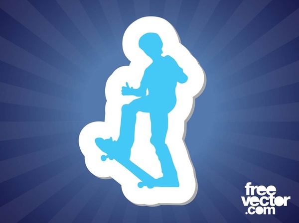 Skater Sticker Free Vector