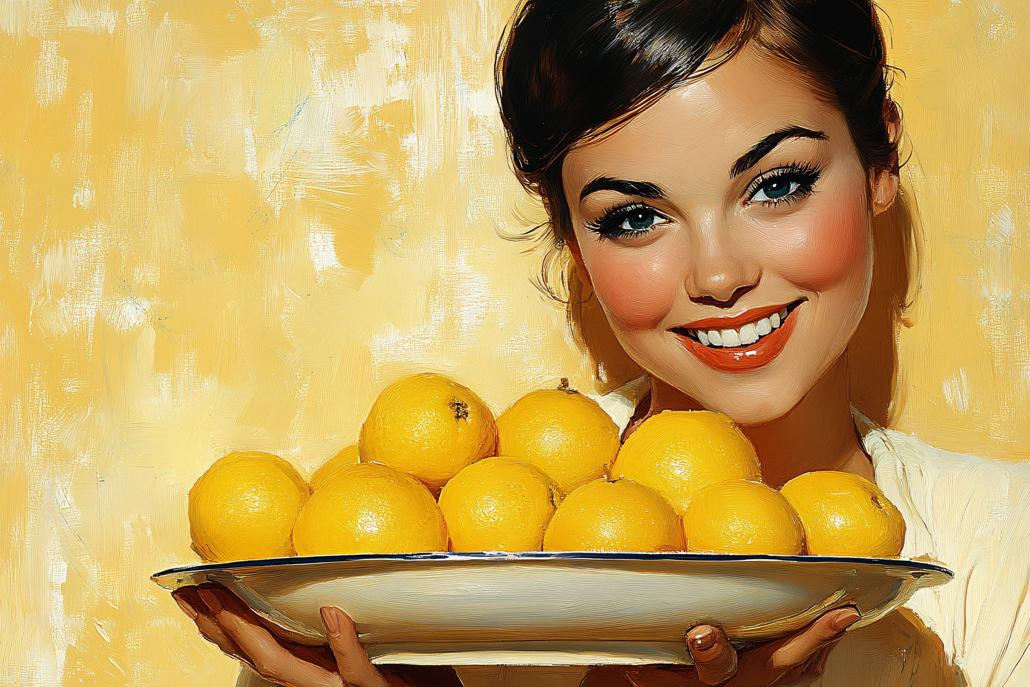 Smiling Woman with Lemons