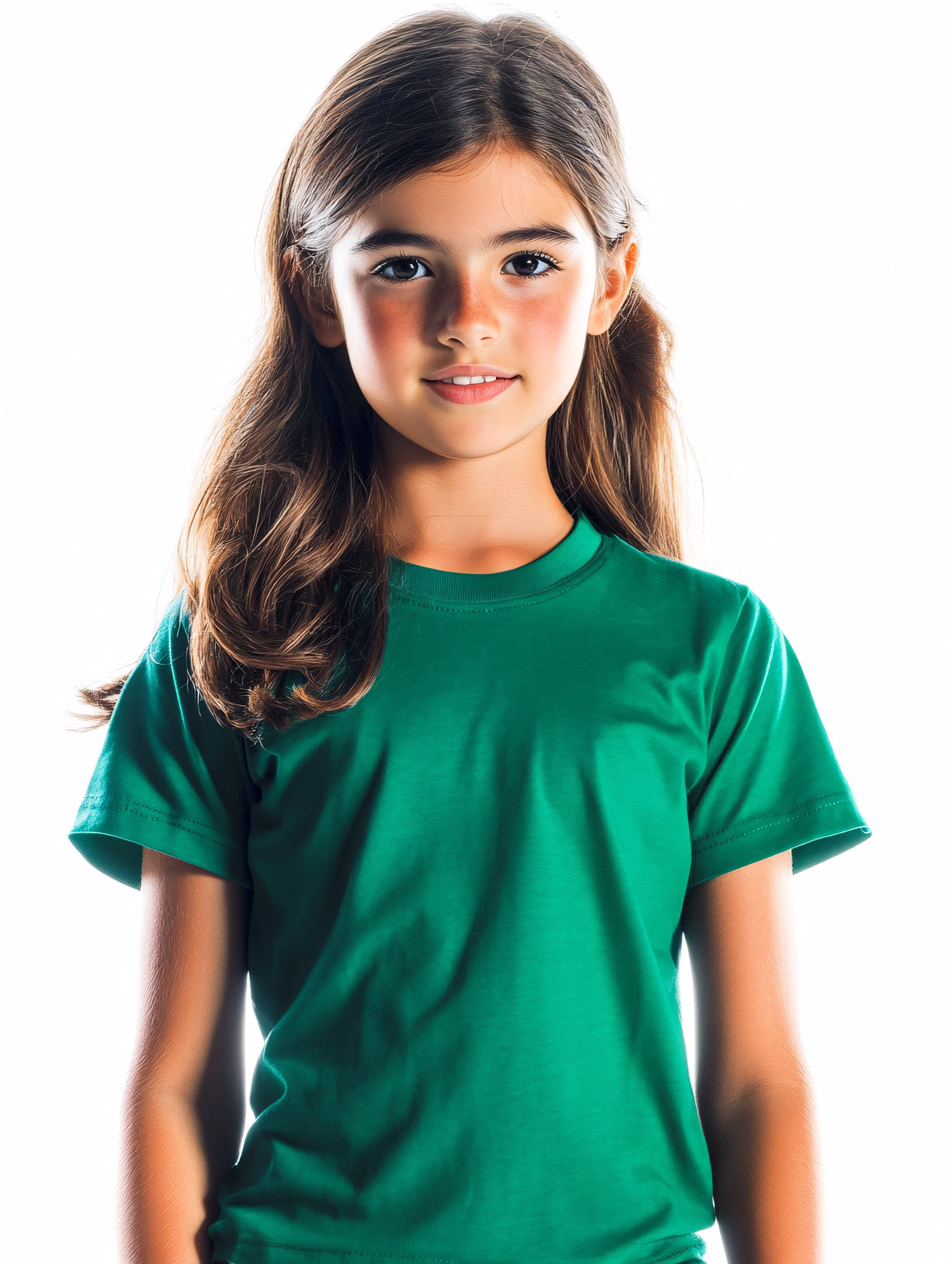 Smiling Young Girl in Green T-Shirt