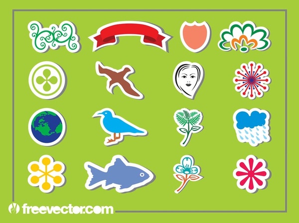 Sticker Set Free Vector