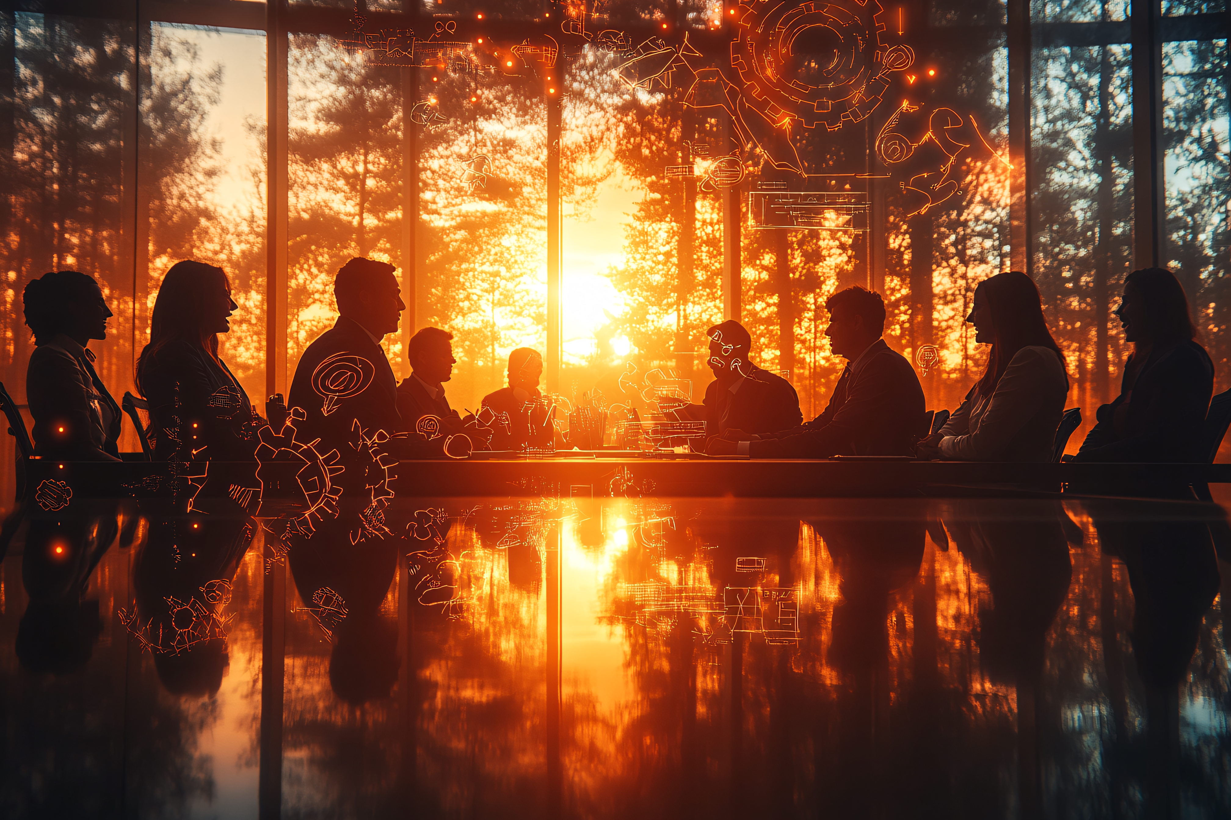 Strategic Board Meeting at Sunset