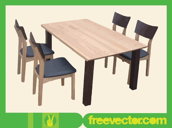 Table and Chairs Free Vector