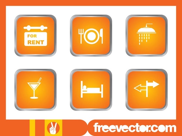 Tavel and Accommodation Icons Free Vector