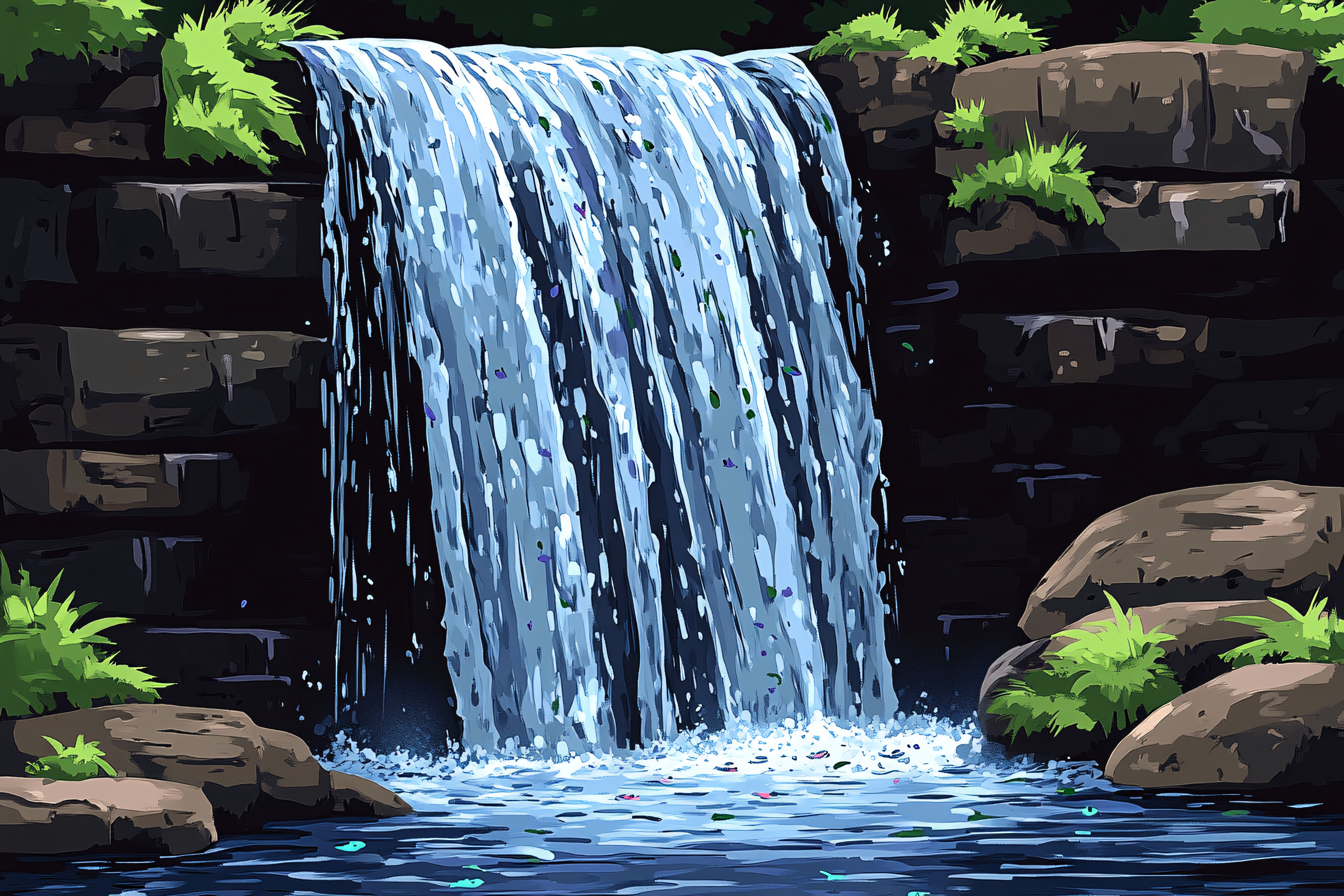 Waterfall In Rocky Landscape