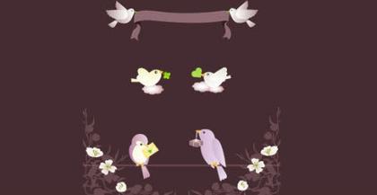 Banner with Love Birds