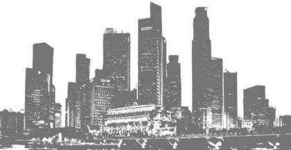 Black and white panorama cities