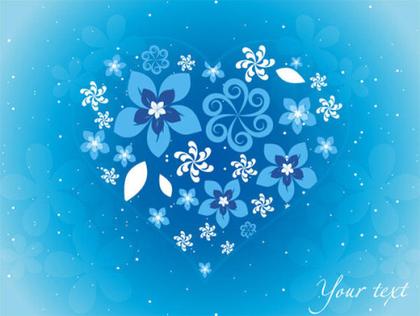 Blue Floral Heart Vector