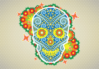 Flower Skull Vector Illustration