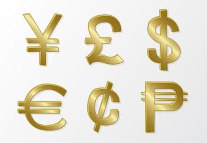 Free Vector Golden Currency Symbols
