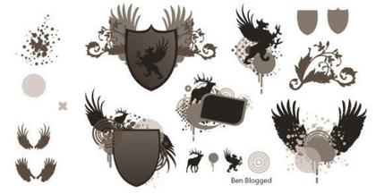 Free Vector Heraldic Shield with Wings