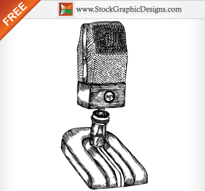 Hand Drawn Microphone Free Vector Illustration