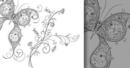 Free Vector Butterfly and Flower