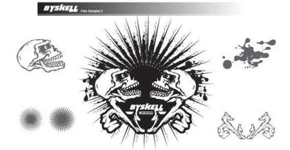 Vector Skull with Sunburst