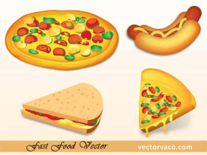 Free Fast Food Vector: Sandwich and Pizza