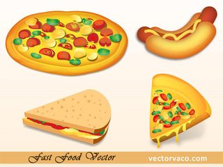 Free Fast Food Vector: Sandwich and Pizza