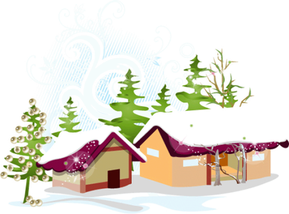 Christmas House with Snow and Tree Vector