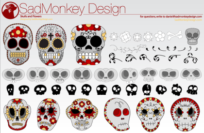 Free Flower Skull Vector