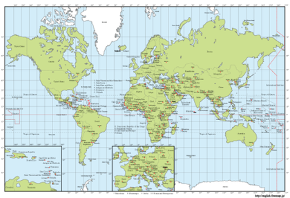 Free Vector World map with Capitals