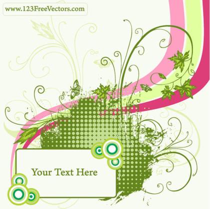 Halftone Floral Frame Vector