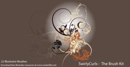 Free Illustrator Swirly Curls Brush Kit