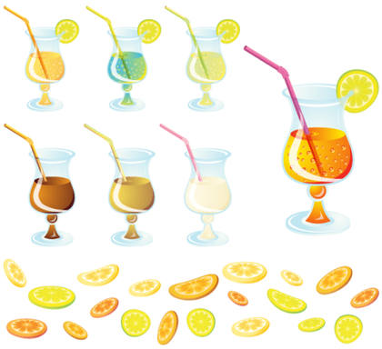 Cocktail with Lemon Slice Vector Free