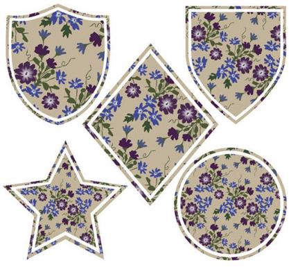 Shield Badges Flower Vector