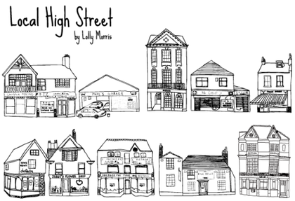 Free Hand Drawn High Street Shops Vectors