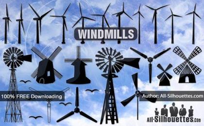 Vector Windmill Silhouettes Free