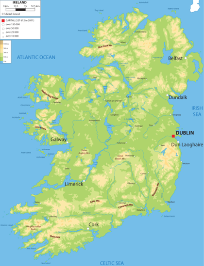 Ireland – Physical Map Vector Free