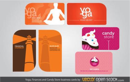 Yoga, Finances and Candy Store Business Card Design