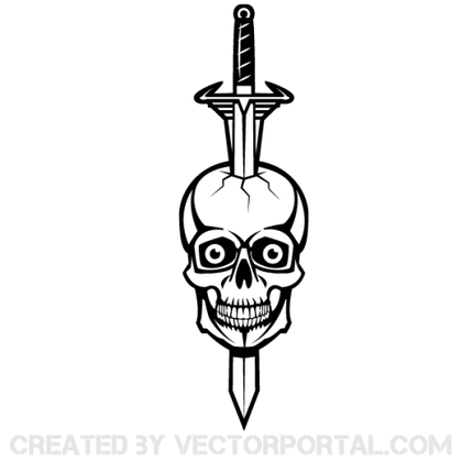 Stabbing Skulls with Knife Vector Clip Art