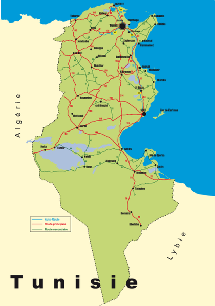 Free Vector Map of Tunisia
