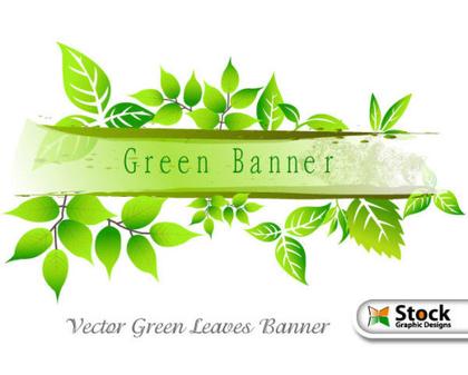 Vector Green Leaves Banner