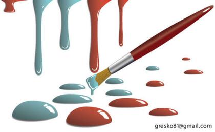 Free Vector Paint Drops and Paint Brush