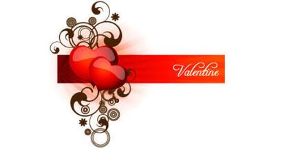 Valentine Red Heart with Floral Banner