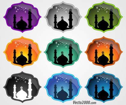 Mosque Icons Free Vector Set