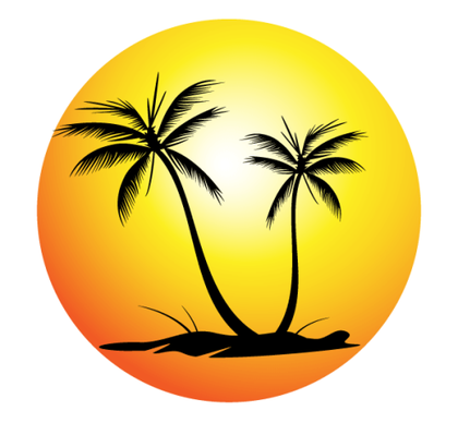 Free Tropical Beach with Palm Trees Vector Image
