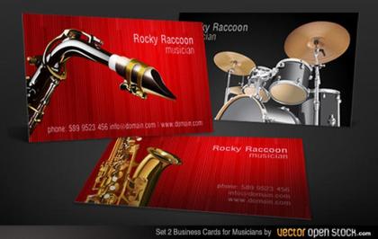 Musicians Business Card Free Vector Set